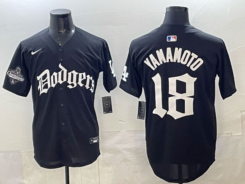 Men 2026 Nike Los Angeles Dodgers #18 Yamamoto Black Game MLB Jersey 06->los angeles dodgers->MLB Jersey